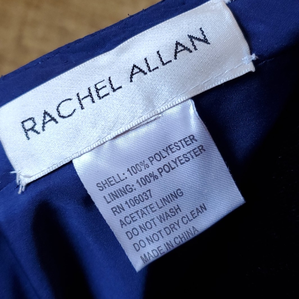 Size 8 TOP ONLY beaded navy satin Off Shoulder Crop Corset by Rachel Allan - Picture 9 of 9